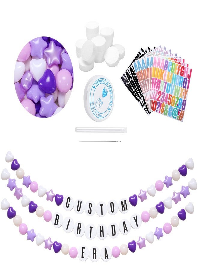 STARBOLO 87Pcs DIY Giant Friendship Bracelet in My Birthday Era Banner Birthday Banner Famous Singer Customizable Garland Ball Plastic Balls DIY Supplies Decor Foam Circles(Purple) - Image 1